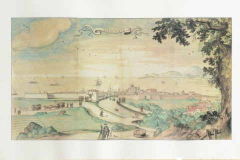 Francesco Mingucci? View of Sinigaglia, watercolor, 17th century