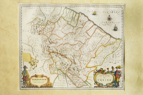Henricus Hondinus, Jan Jansson, Duchy of Urbino, 17th century, watercolor engraving