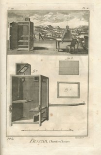 Encyclopv©die di Denis Diderot e Jean Baptiste Le Rond d'Alambert (1751-1772). TIII-PL IV Dessein. Camera oscura