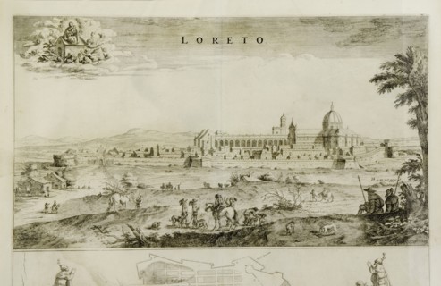 Pierre Mortier, veduta di Loreto, incisione, XVII secolo
