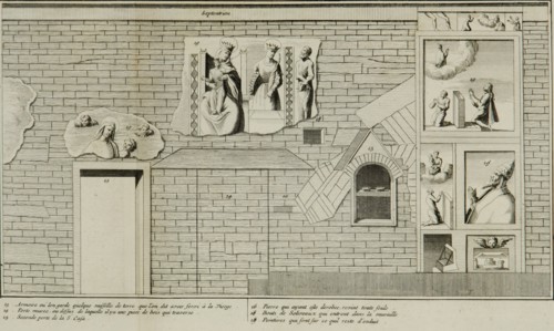Pierre Mortier, Santuario di Loreto, incisione, XVII secolo. L'interno della Santa casa della Vergine di Loreto