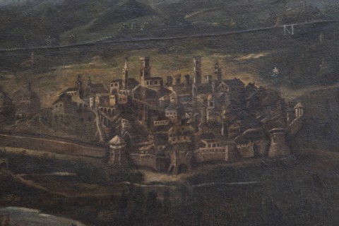 Jesi, Italy, Marche, Province of Ancona, Planettiana Library, Director's Room. Attribution: Antonino Sarti, The City of Jesi and Its Territory, oil on canvas, 17th century