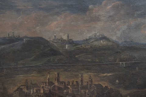 Jesi, Italy, Marche, Province of Ancona, Planettiana Library, Director's Room. Attribution: Antonino Sarti, The City of Jesi and Its Territory, oil on canvas, 17th century