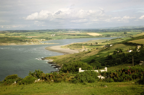 Landscape view of river mouth and estuary.
