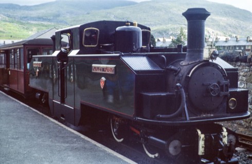 Fairlie;s Patent steam engine railway train locomotive, Ffestiniog Railway in Wales