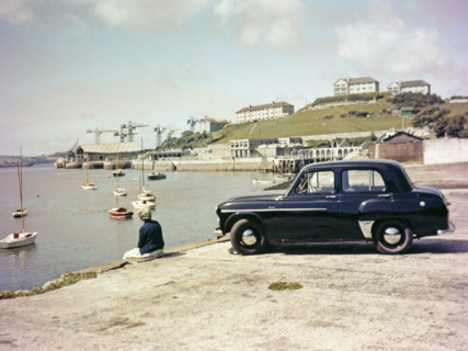 Hillman Minx car partked by the coast Plymouth.
