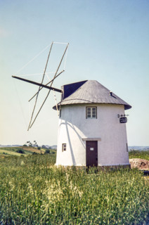 Ovelho Minho old mill historic windmill in rural area.