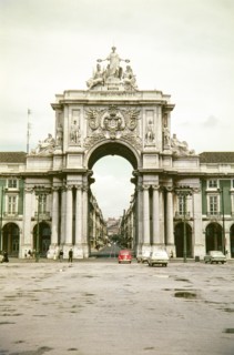 Triumphal arch Arco da Rua Augusta completed in 1875.