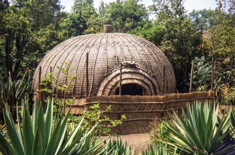 traditional African beehive hut, known to the Zulu people of Southern Africa as an iQukwane.