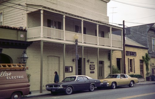 San Juan Bautista, California, captures the historic charm of Third Street. The Cutting Horse restaurant,