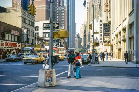 Looking east towards Times Square from intersection West 42nd Street and 7th Avenue.