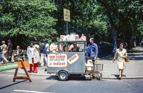 Kebab and Burger stall van street vendor.