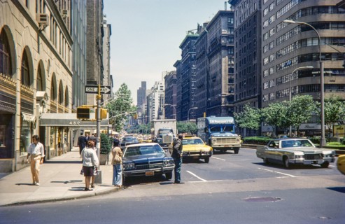 Traffic at the corner of 5th Avenue and 48th Street looking south.