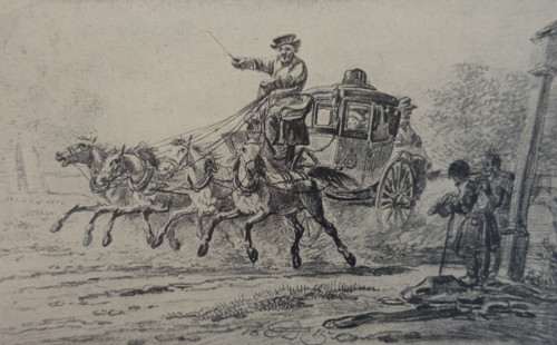 Peasants near a carriage.
