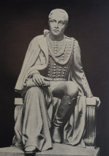 Monument to Mikhail Yuryevich Lermontov in front of the Nikolaevsky Cavalry School in St. Petersburg.