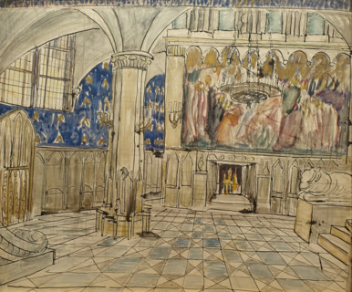 Sketch of the scenery for the play by L.N. Andreev ""Black masks"".