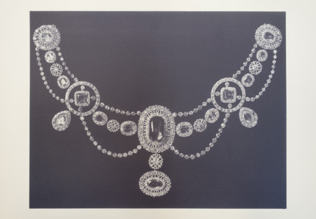 Diamond necklace with Ceylon sapphires.