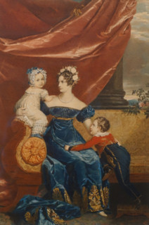 Grand Duchess Alexandra Feodorovna with Maria Nikolaevna and Alexander Nikolaevich.
