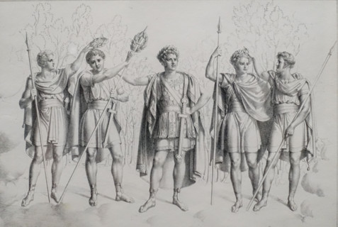Allegorical scene hero victors.