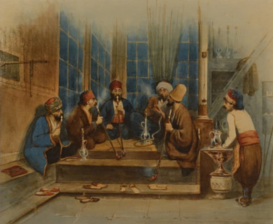 Coffee house in Constantinople.