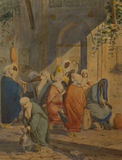 Scene at the fountain in Constantinople.