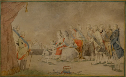 Catherine II surrounded by her family and courtiers.