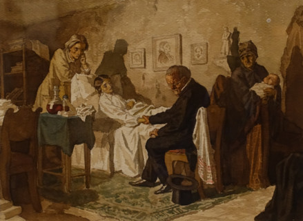 At the Bedside of a Sick Woman.