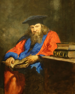 Dmitry Ivanovich Mendeleev in the mantle of the Honorary Doctor of Laws of the University of Edinburgh.