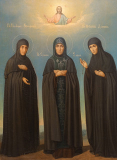 Icon of the Venerable Novice Theophania, Schema-Nuns Elena and Domnikea.