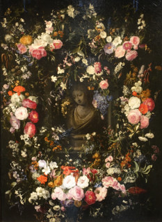Bust of the Virgin Mary with a Flower Crown.