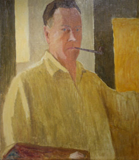 Self-portrait with a pipe.