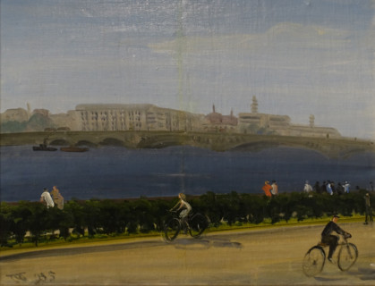 Cyclists on the Neva.