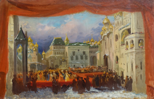 Set design for the opera Boris Godunov by Mussorgsky.
