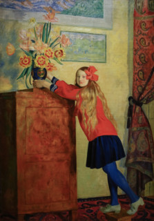 Girl with flowers.