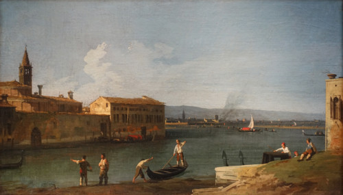 View of the lagoon and the Church of Santa Maria delle Virgini from the  Campo San Pietro di Castello.