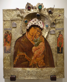 Icon of the Mother of God Tenderness with the Guardian Angel and the Great Martyr Nicetas in the Margins.
