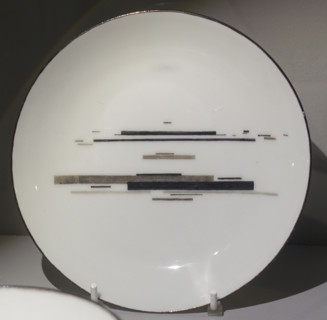Saucer with suprematist horizontal composition.