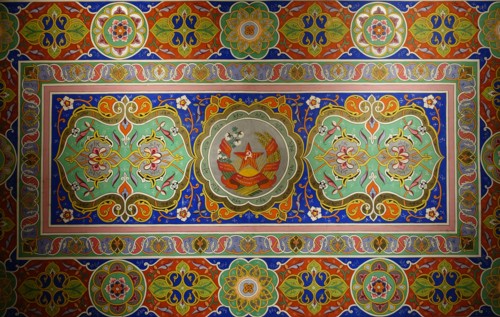 Decorative panel with the coat of arms of the Tajik SSR.