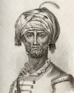 Hyder-Ali or Haidar Ali 1722–1782. Indian general and Sultan of Mysore. Engraved by J.W.Cook.