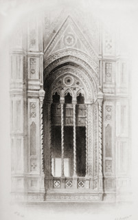 Florence Italy. Tracery from the Campanile of Giotto. Artist John Ruskin. Engraver J.C. Armytage. From The Seven Lamps of Architecture by John Ruskin published 1894 by George Allen London.