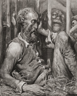 Engraving by Gustave Dore 1832-1883. French artist and illustrator of The Enchantment of Don Quixote from Don Quixote by Miguel de Cervantes Saavedra
