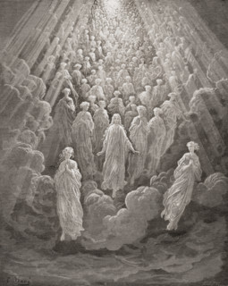 Illustration for Paradiso by Dante Alighieri.  Canto V lines 99 and 100 by Gustave Dore