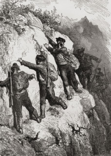 Spanish contrabandistas. Drawn by Gustave Dore. From the book 'Spanish Pictures' by the Rev Samuel Manning