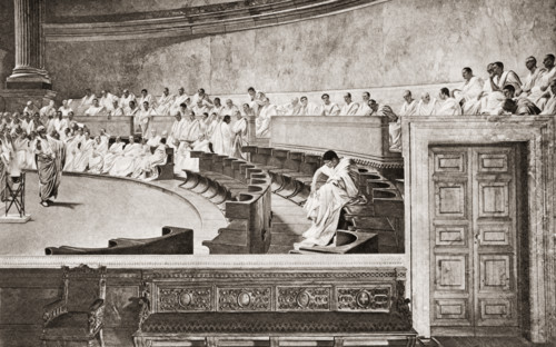 Cicero (106-43 BC) in the Senate Accusing Catiline of Conspiracy on 21st October 63 BC