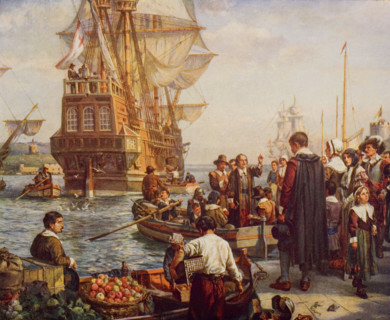 The departure of the Pilgrim Fathers