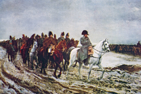 Napoleon and his staff returning from Soissons after the Battle of Laon