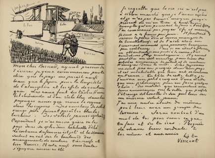 Facsimilie of letter from Vincent Van Gogh to Emile Bernard