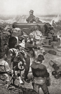 The Naval Brigade at Sebastopol.  From the picture by R. Caton Woodville. From the book 'V.R.I. Her Life and Empire' by The Marquis of Lorne