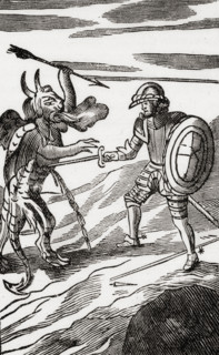 Christian and Apollyon. (Angel of the Abyss).  From the 13th edition of 'The Pilgrim's Progress'