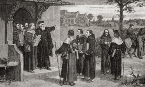 Wyclif sending out his poor priests.  John Wyclif c.1330-1384.  English theologian